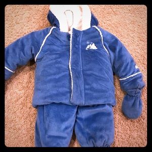 Blue snowsuit - jacket, snow pants and mittens